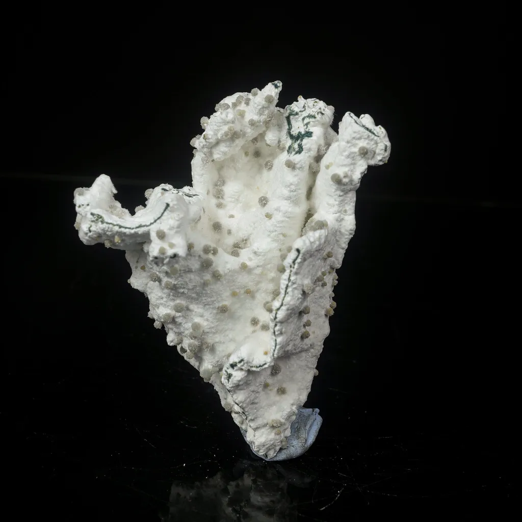 Rare Green Chalcedony on Okenite – Fibrous Indian Zeolite Mineral Specimen - image 2