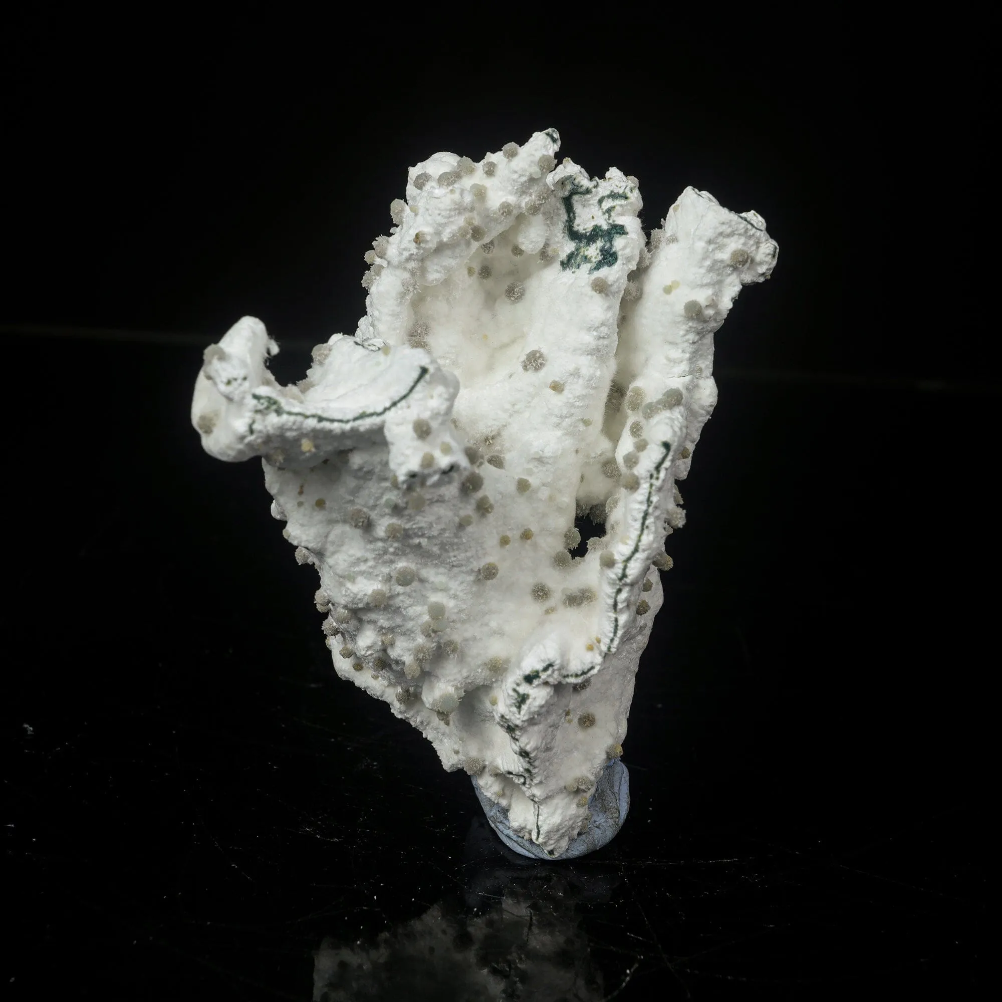 Rare Green Chalcedony on Okenite – Fibrous Indian Zeolite Mineral Specimen - image 1