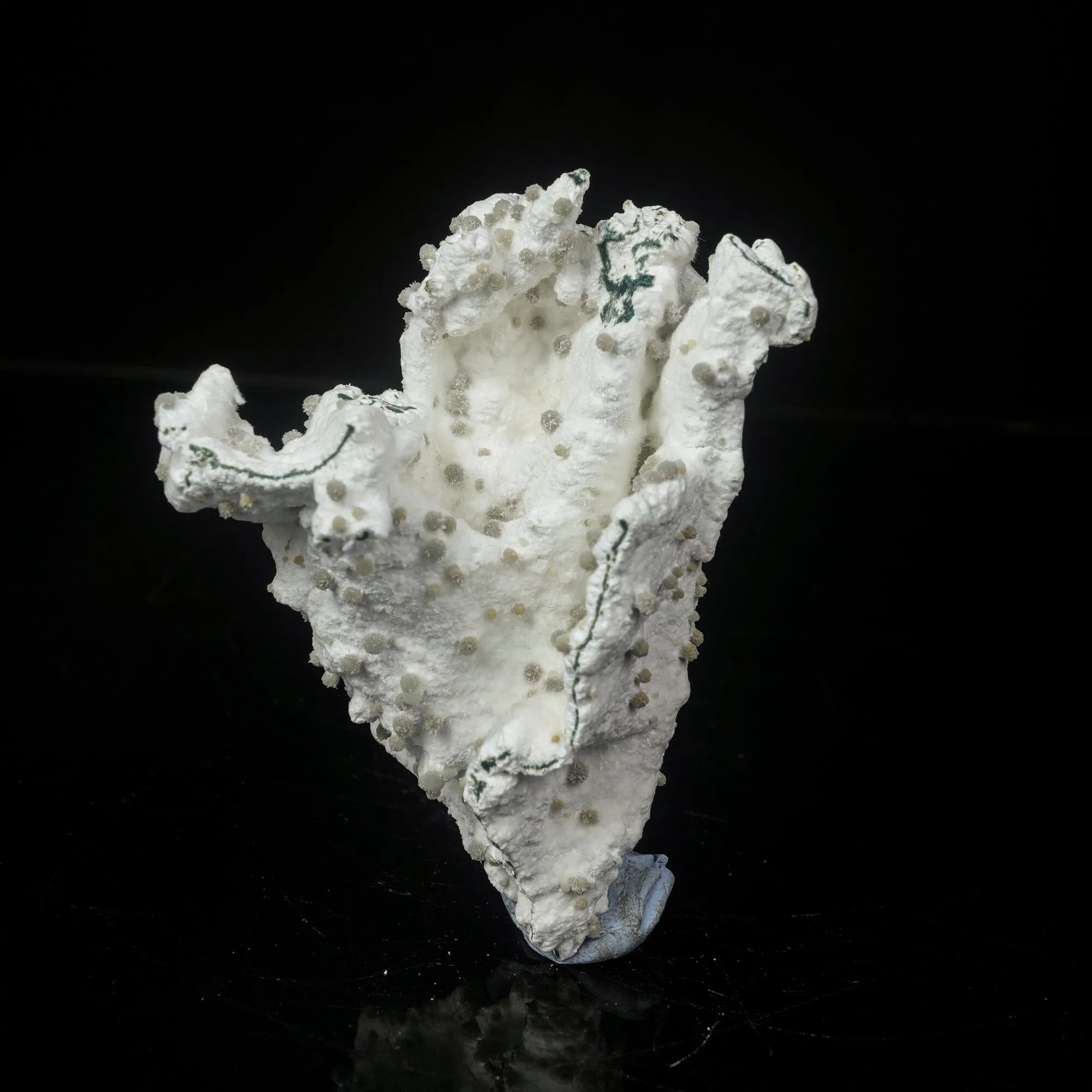 Rare Green Chalcedony on Okenite – Fibrous Indian Zeolite Mineral Specimen - image 2