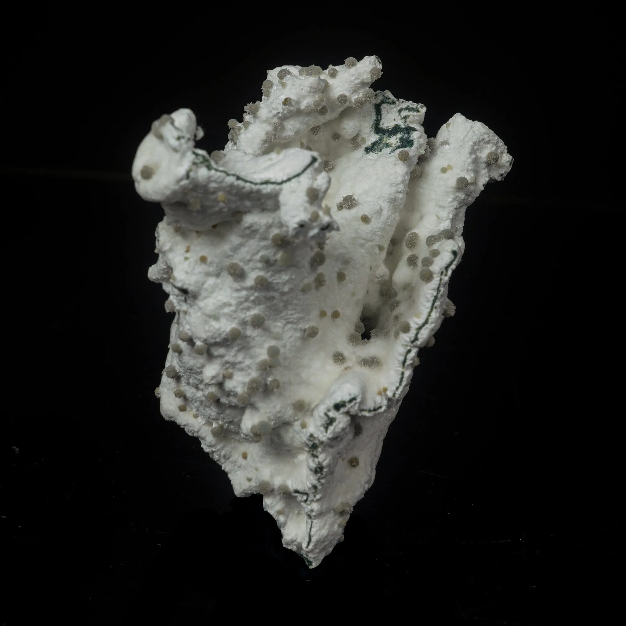 Rare Green Chalcedony on Okenite – Fibrous Indian Zeolite Mineral Specimen - image 3