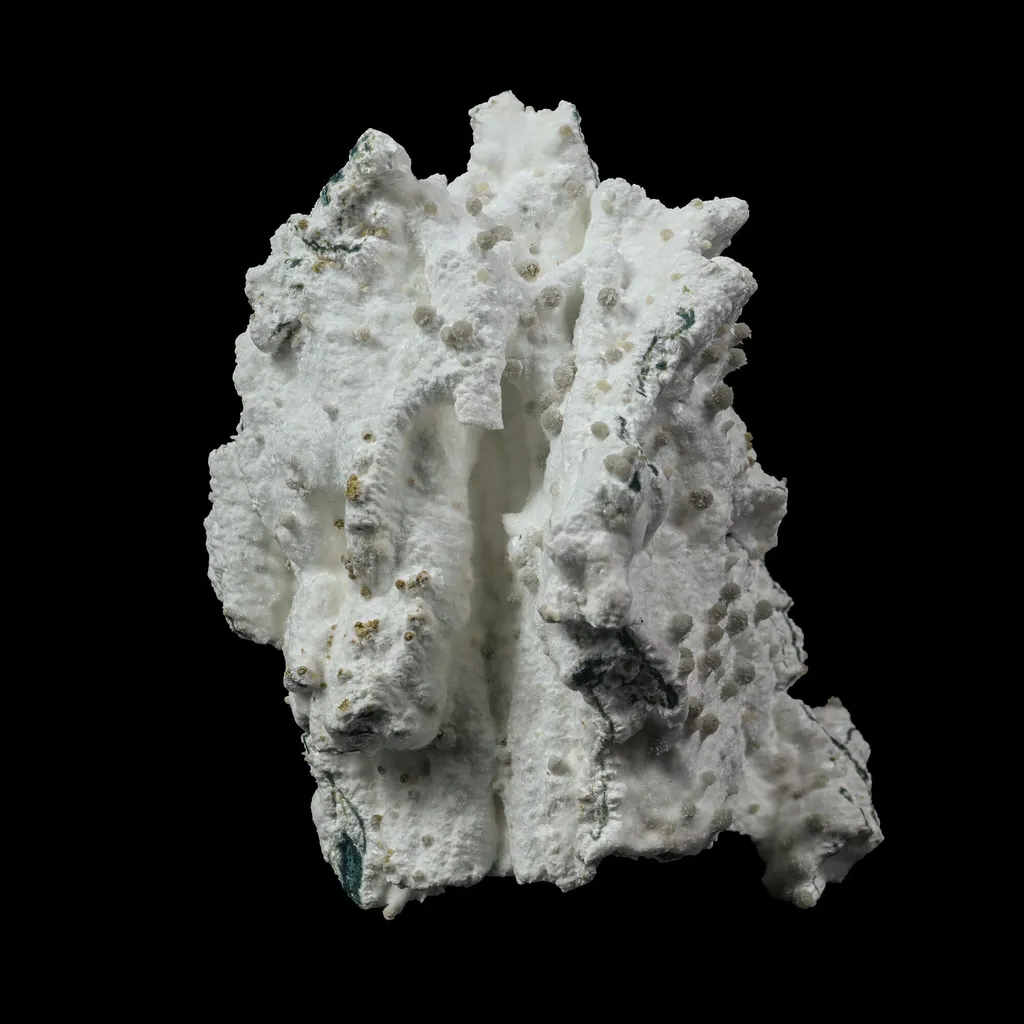 Rare Green Chalcedony on Okenite – Fibrous Indian Zeolite Mineral Specimen image