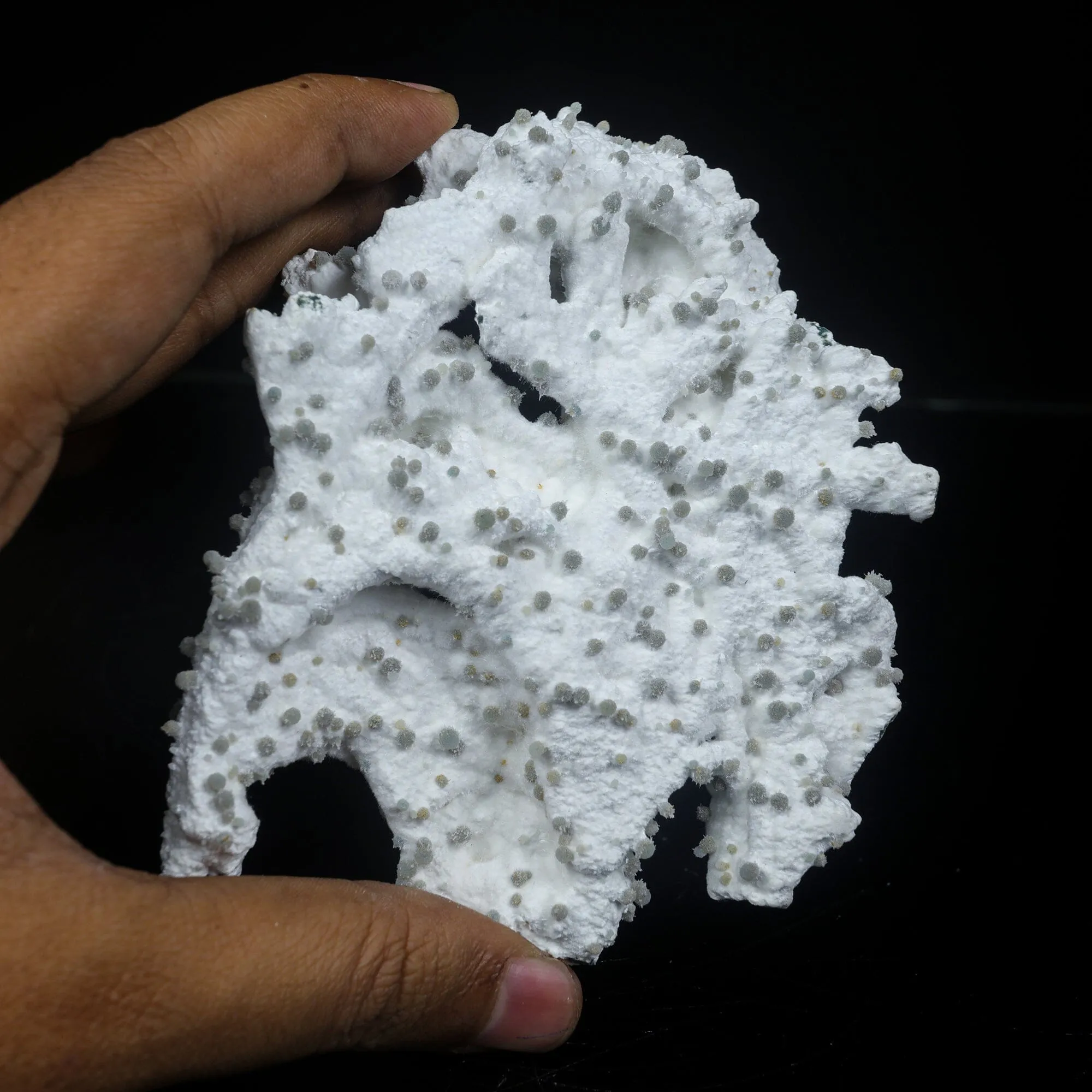 Rare Green Chalcedony on Okenite – Fibrous Indian Zeolite Mineral Specimen - image 4