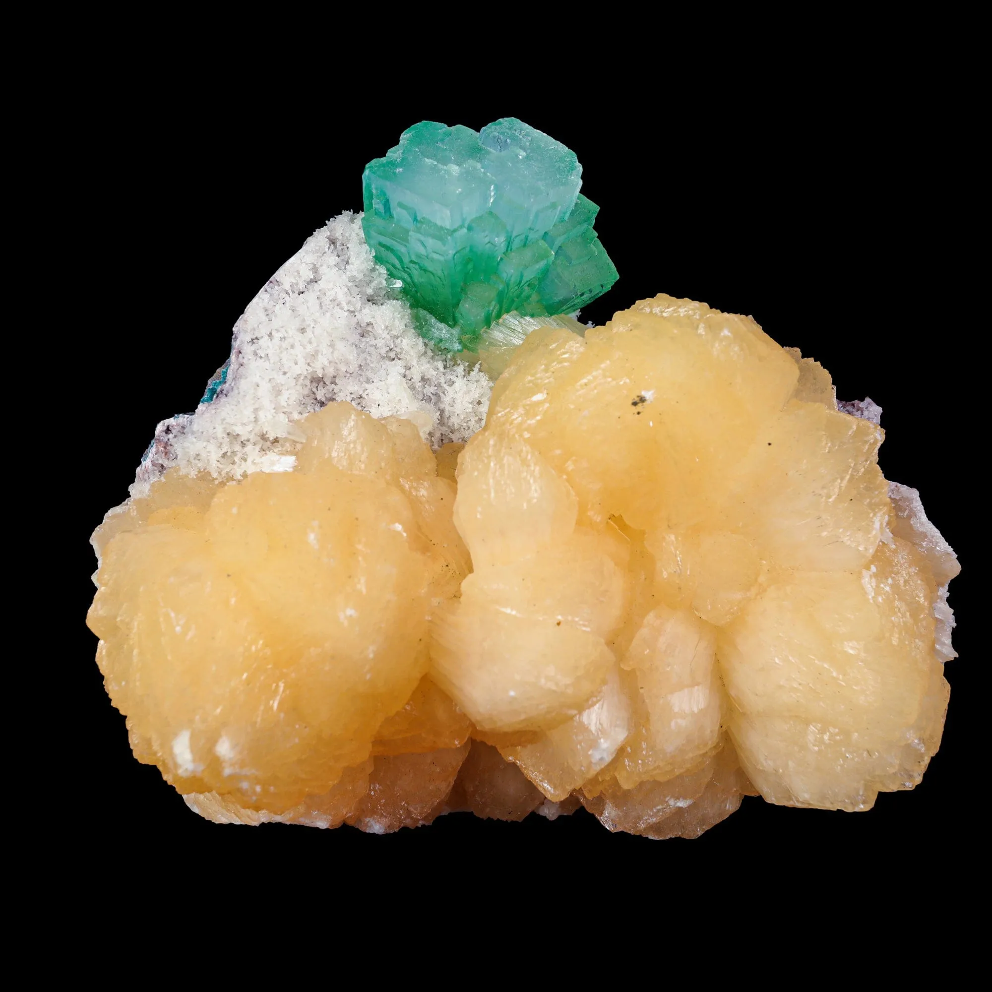 Rare Green Floral Apophyllite with Stilbite Natural Mineral Specimen - image 1