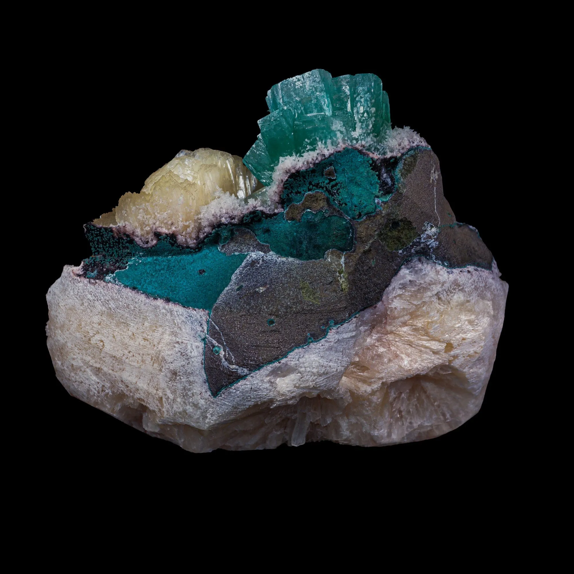 Rare Green Floral Apophyllite with Stilbite Natural Mineral Specimen - image 5