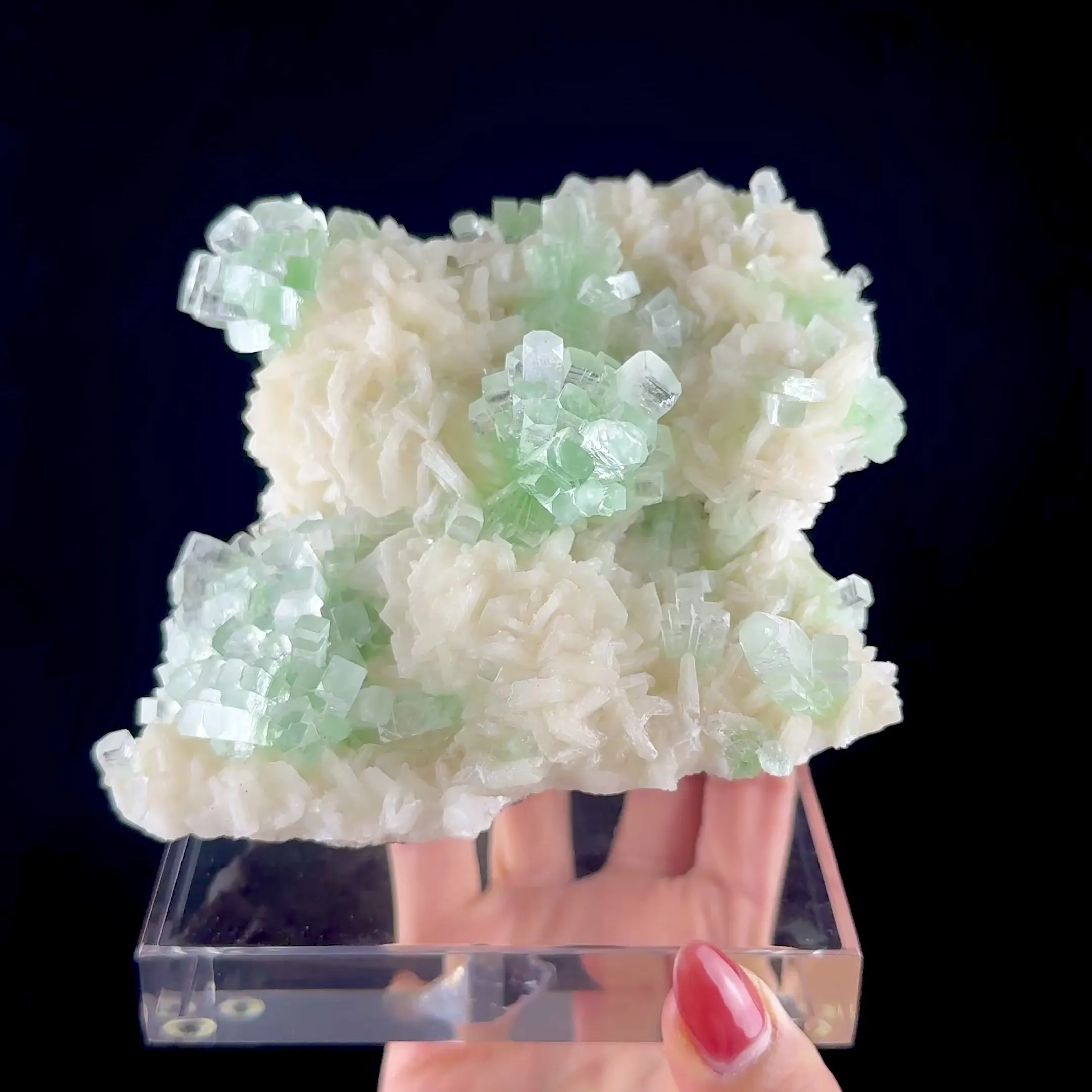 Rare Green Grape Apophyllite Crystal Cluster from Jalgaon, India Natural Collector Specimen - image 5