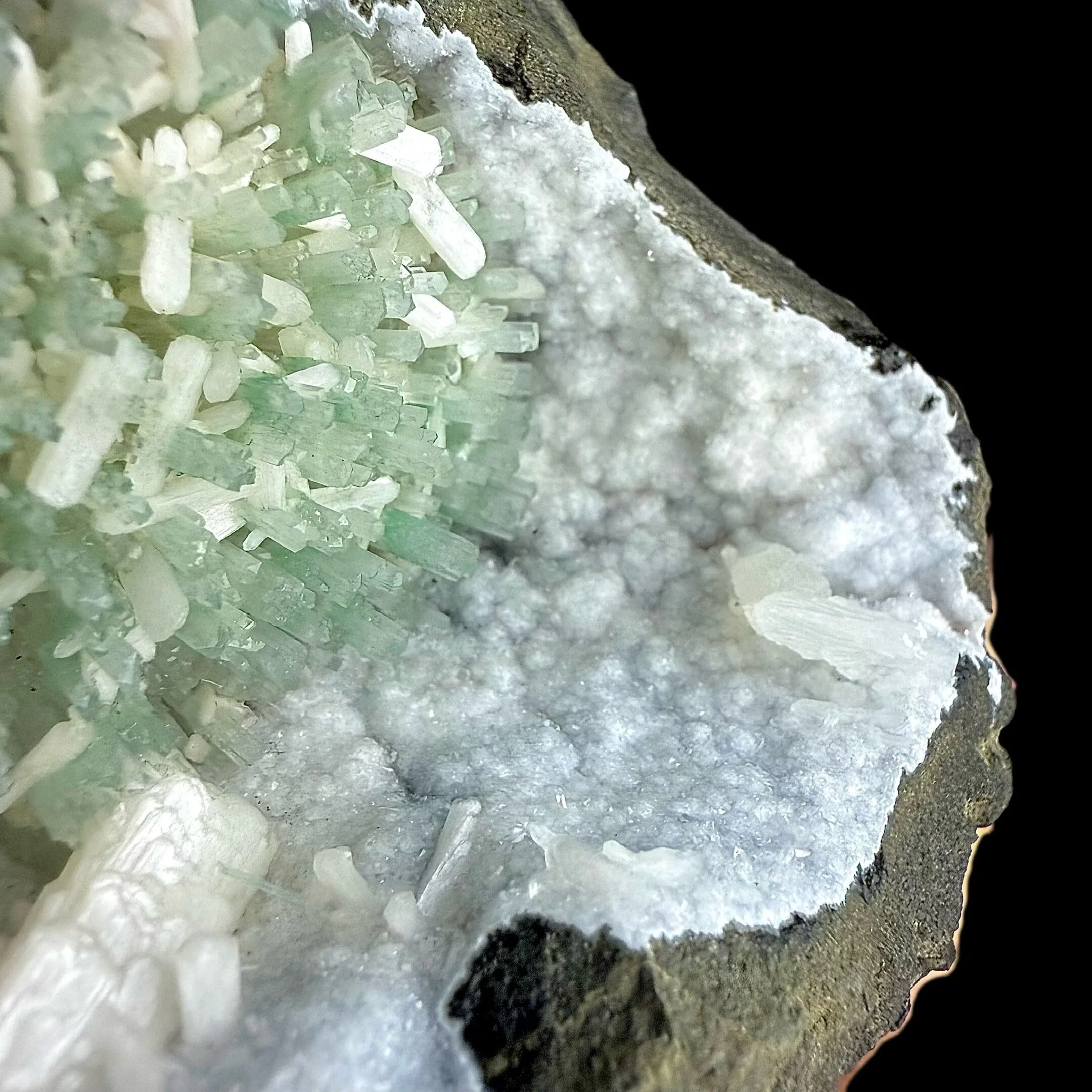 RARE Green Natrolite with Stilbite on Chalcedony | SELF STANDING | Indian Mineral | Superb Minerals | Rare Minerals | Collectors Piece - image 3