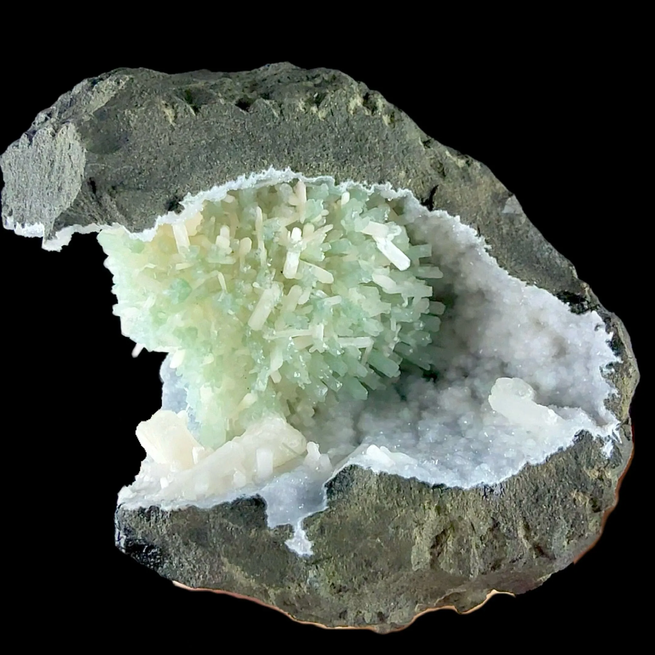 RARE Green Natrolite with Stilbite on Chalcedony | SELF STANDING | Indian Mineral | Superb Minerals | Rare Minerals | Collectors Piece - image 6