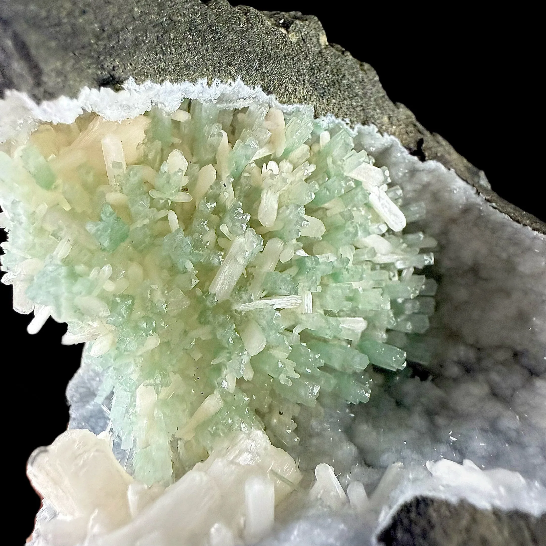 RARE Green Natrolite with Stilbite on Chalcedony | SELF STANDING | Indian Mineral | Superb Minerals | Rare Minerals | Collectors Piece - image 5