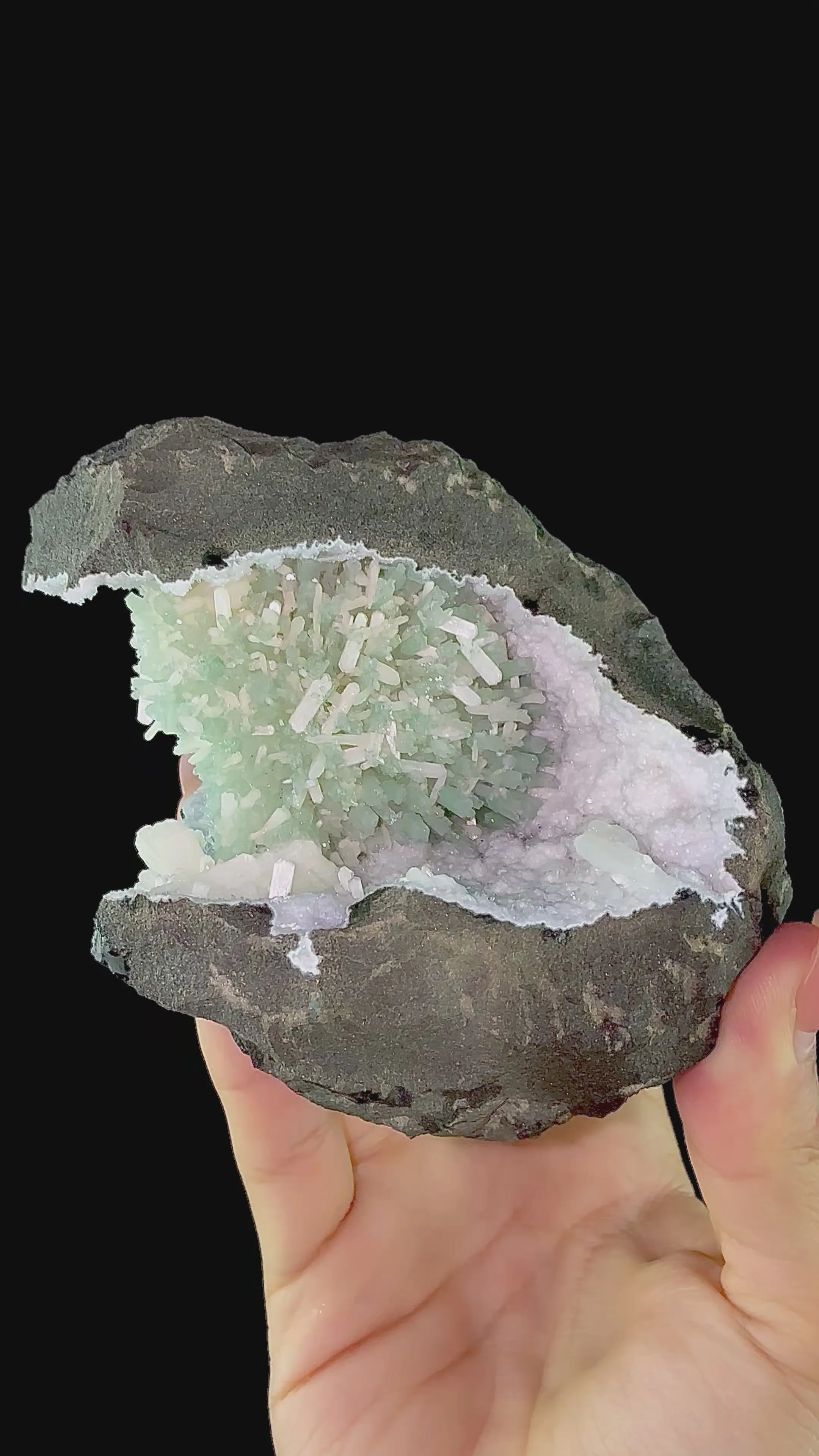 RARE Green Natrolite with Stilbite on Chalcedony | SELF STANDING | Indian Mineral | Superb Minerals | Rare Minerals | Collectors Piece - image 7