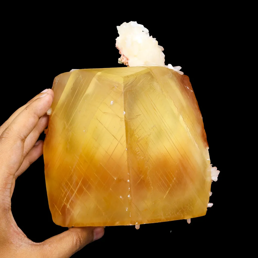 Rare Huge Honey Calcite with Stilbite – Collector Display Mineral Specimen from Jalgaon - image 6