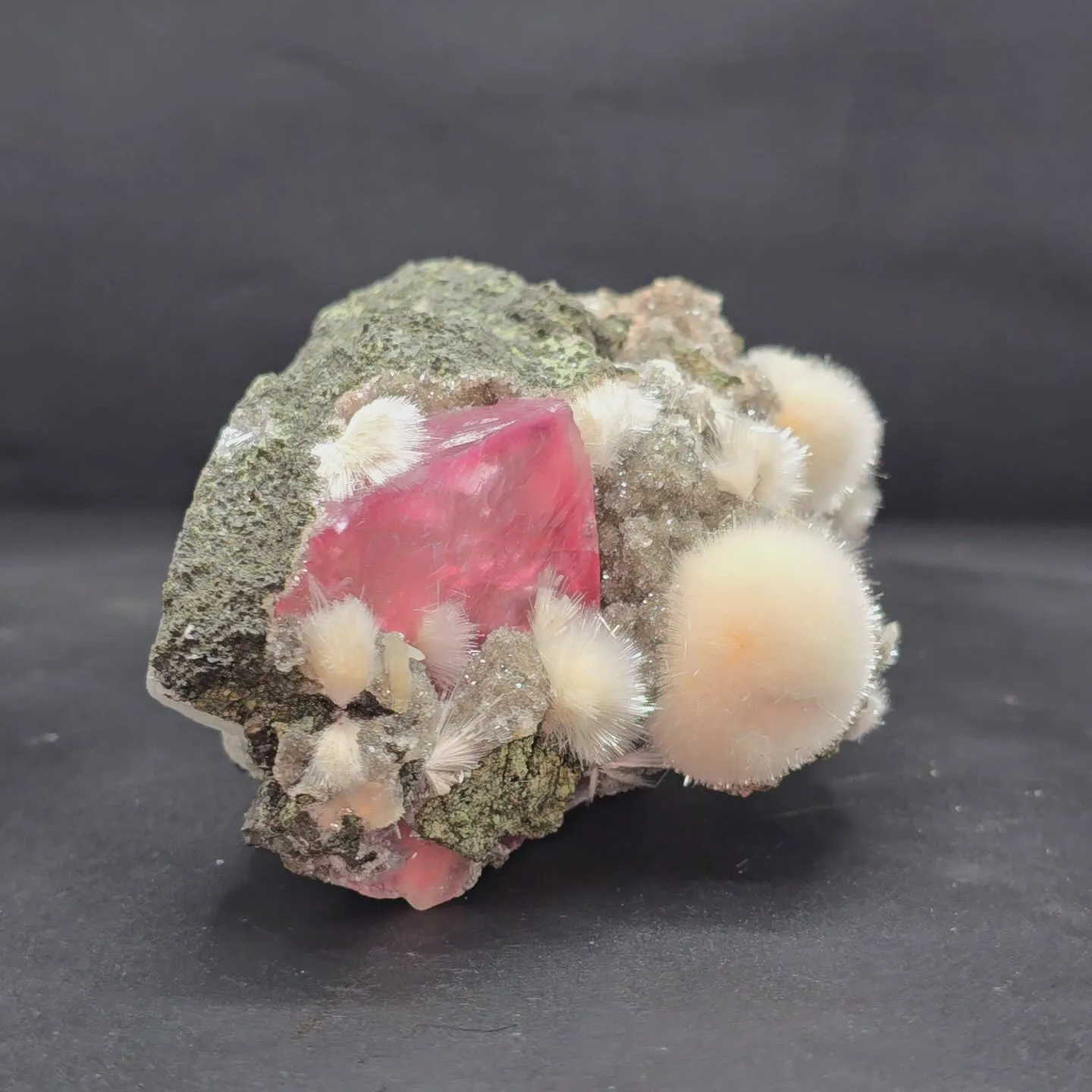 Rare Huge Moldy Raspberry Calcite with Mesolite Natural Mineral Specimen. - image 7