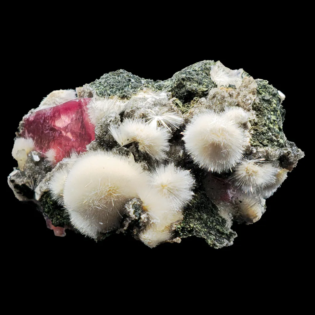 Rare Huge Moldy Raspberry Calcite with Mesolite Natural Mineral Specimen. image