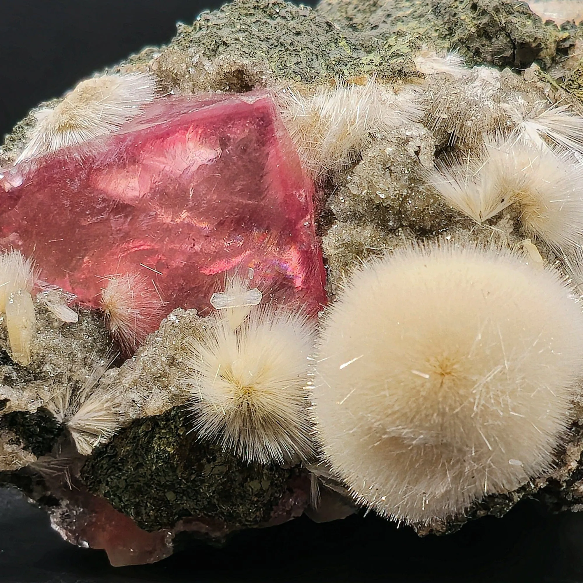 Rare Huge Moldy Raspberry Calcite with Mesolite Natural Mineral Specimen. - image 5