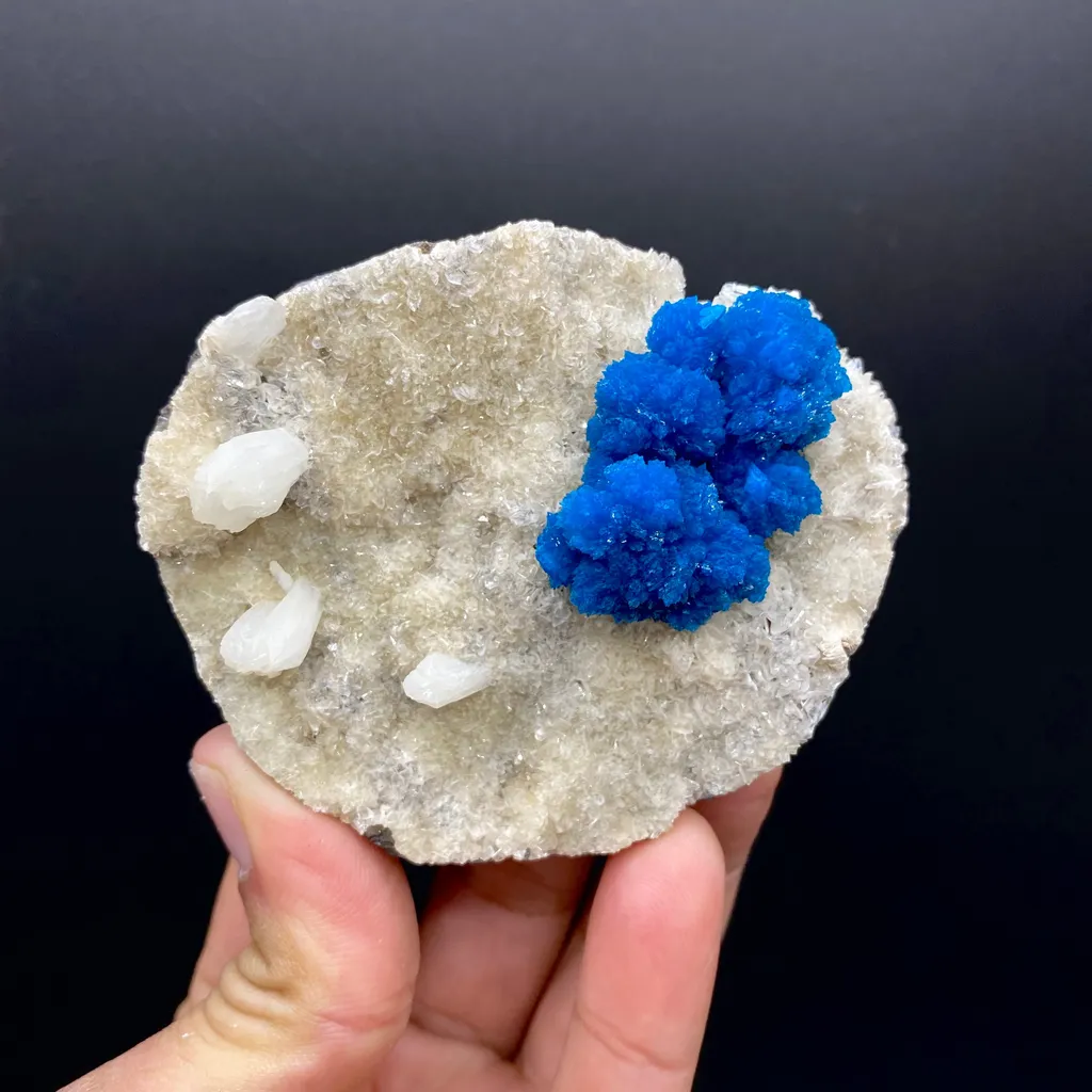 Rare Indian Cavansite Crystal Cluster with Stilbite on Heulandite Matrix – Pune, India DK171 image