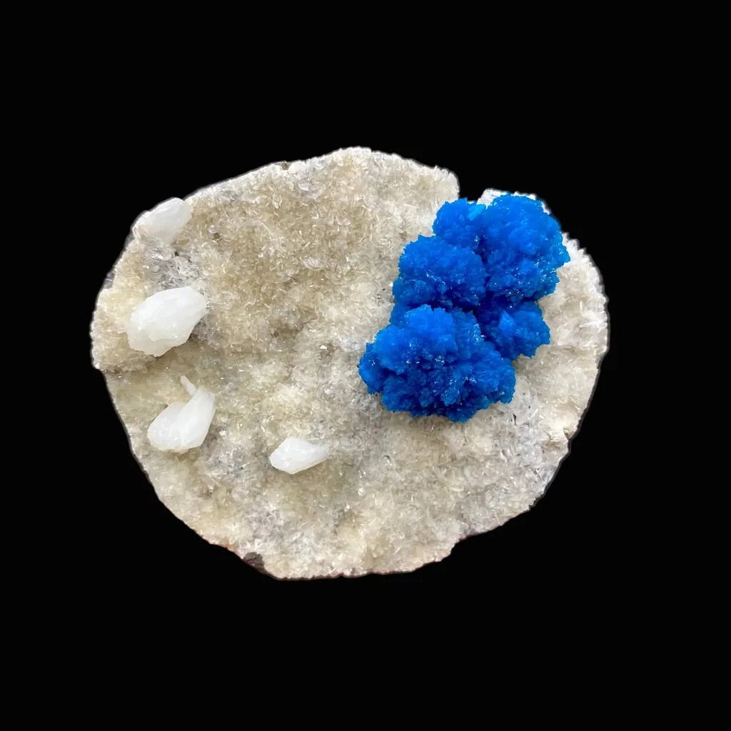 Rare Indian Cavansite Crystal Cluster with Stilbite on Heulandite Matrix – Pune, India DK171 image