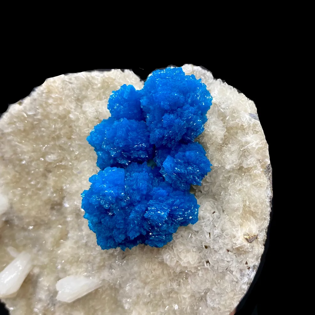 Rare Indian Cavansite Crystal Cluster with Stilbite on Heulandite Matrix – Pune, India DK171 - image 2