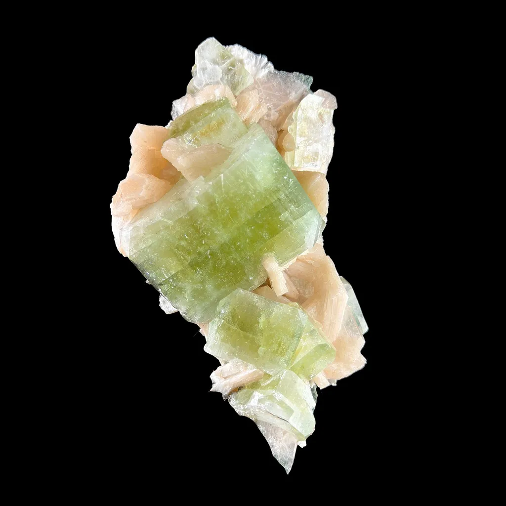 Rare Indian Green Apophyllite Stilbite Crystal Cluster – Natural Zeolite Mineral Specimen from Nashik, India image