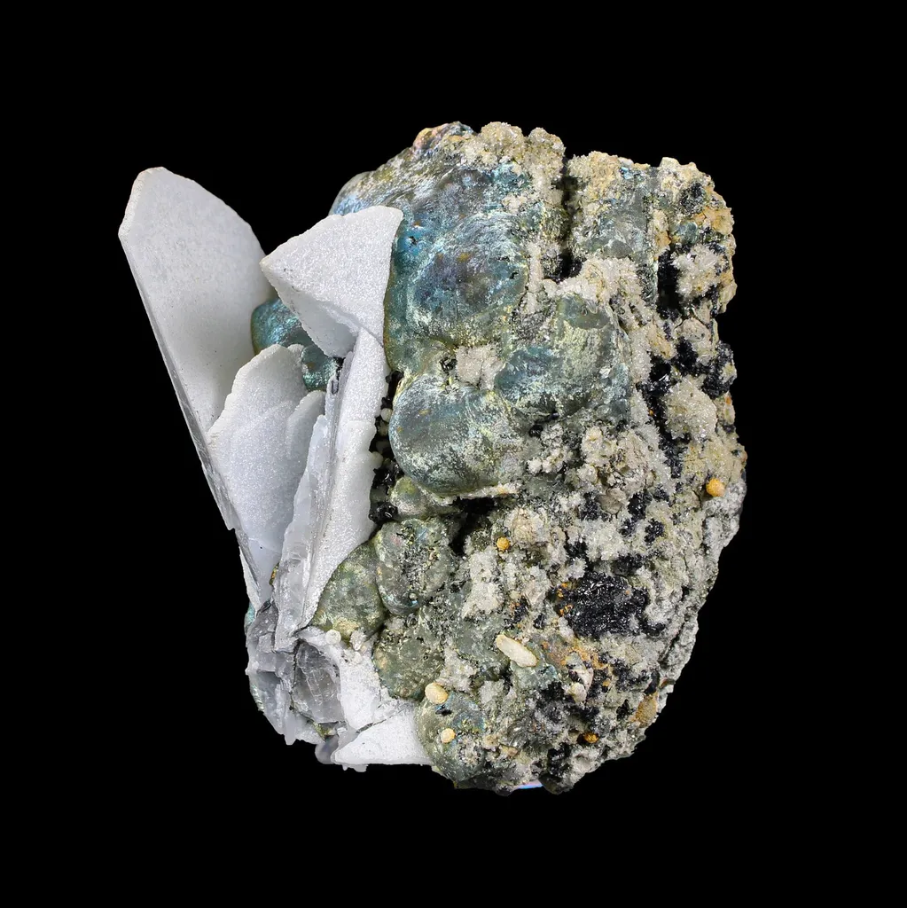 Rare Iridescent Pyrite with Calcite , Babingtonite – UV Reactive Collector Display Mineral Specimen from Mumbai - image 5