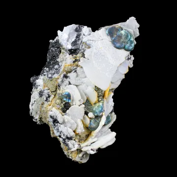 Rare Iridescent Pyrite with Calcite , Babingtonite – UV Reactive Collector Display Mineral Specimen from Mumbai