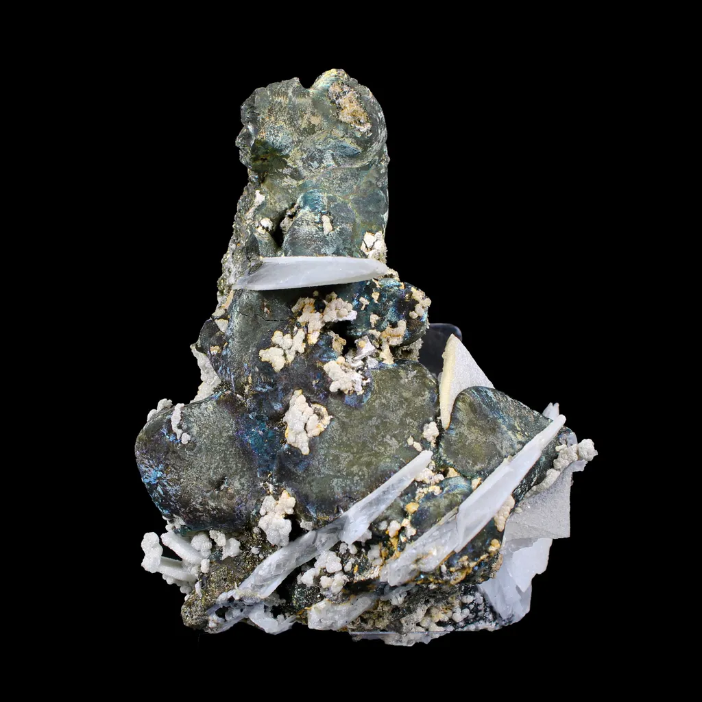 Rare Iridescent Pyrite with Calcite on Matrix – UV Reactive Collector Display Mineral Specimen from Mumbai - image 8
