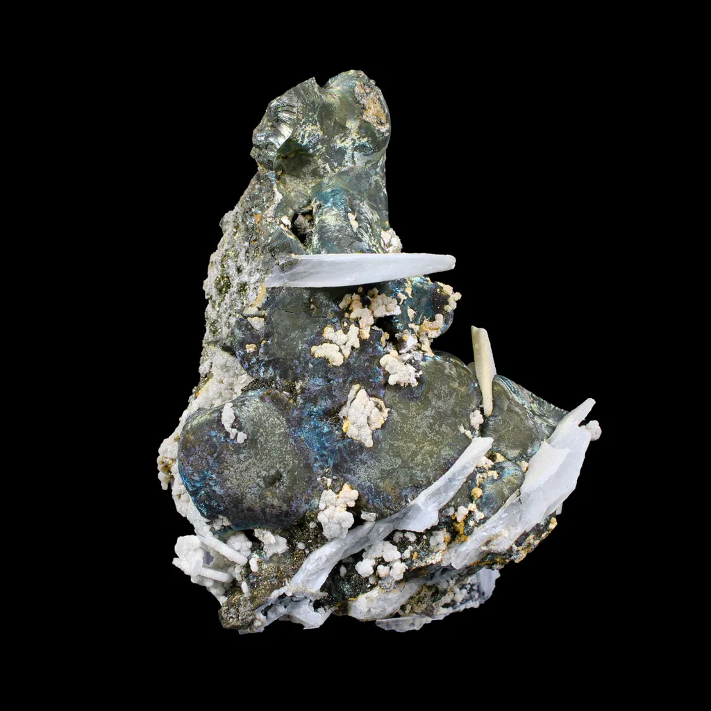 Rare Iridescent Pyrite with Calcite on Matrix – UV Reactive Collector Display Mineral Specimen from Mumbai - image 4