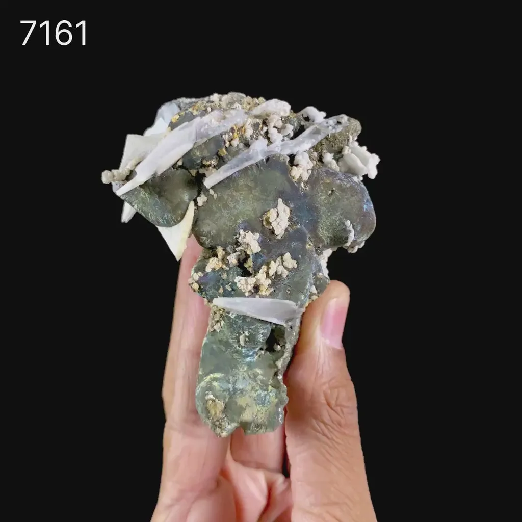 Rare Iridescent Pyrite with Calcite on Matrix – UV Reactive Collector Display Mineral Specimen from Mumbai - image 2
