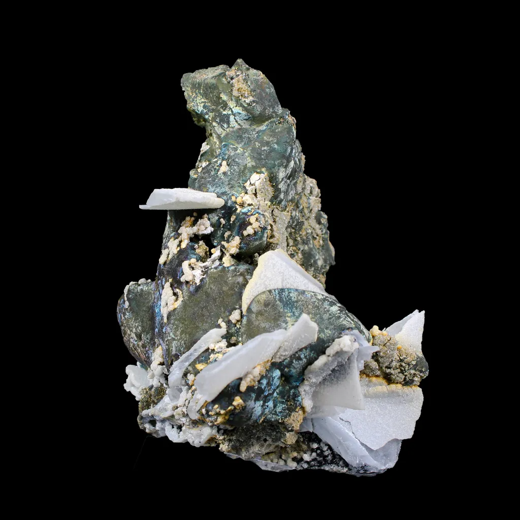 Rare Iridescent Pyrite with Calcite on Matrix – UV Reactive Collector Display Mineral Specimen from Mumbai - image 6