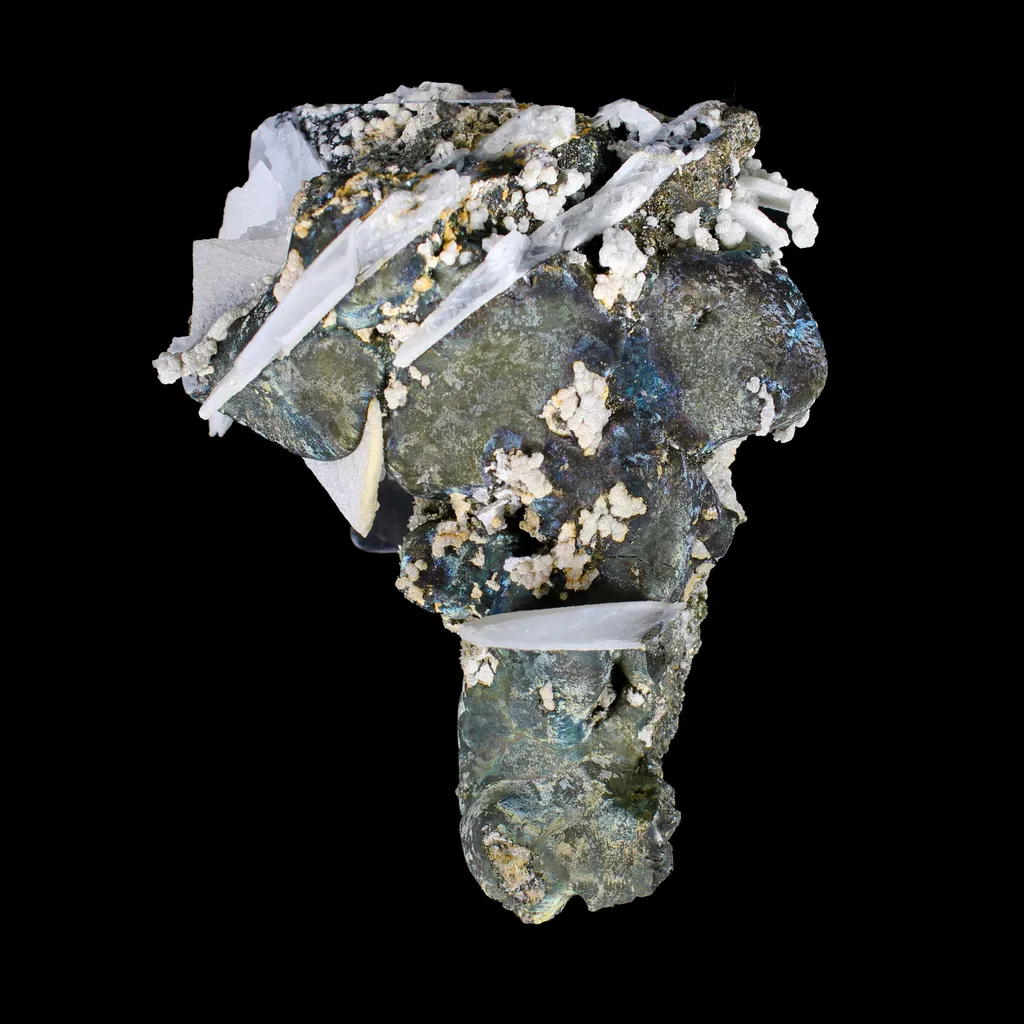 Rare Iridescent Pyrite with Calcite on Matrix – UV Reactive Collector Display Mineral Specimen from Mumbai image