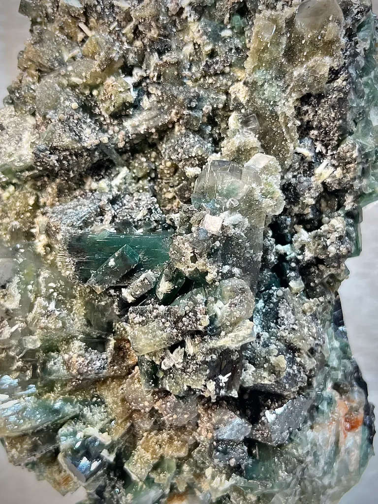 Rare Marshy Green Disco Apophyllite Sunflower Cluster with Okenite Inclusions & Chalcedony Matrix - Premium Indian Zeolite Specimen - image 10