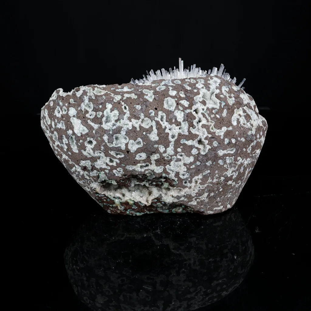 Rare Museum-Grade White Mesolite Spray on Heulandite Matrix – Self-Standing Natural Zeolite Mineral Specimen from Pune, India - image 6