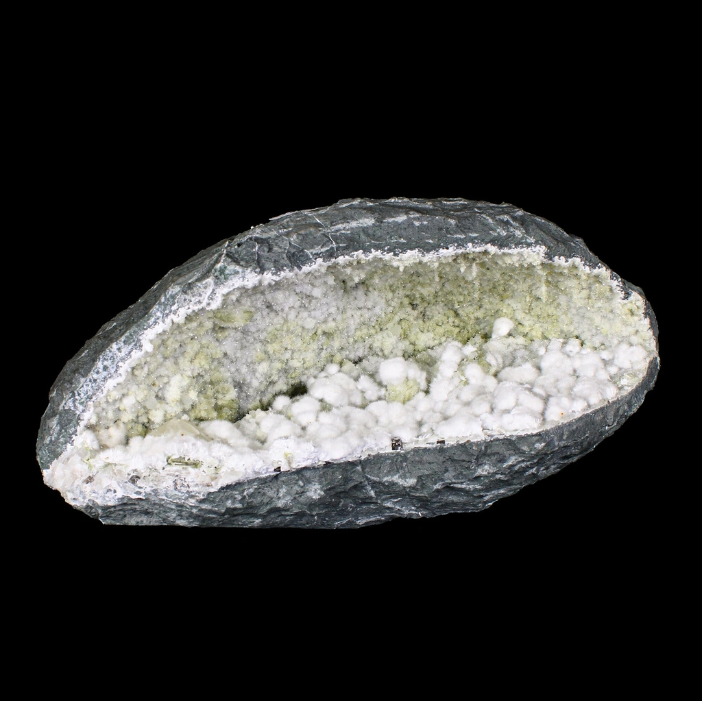 Rare Okenite Puffballs with Quartz & Chalcedony in Large Geode – Old School Mumbai, Natural Mineral Specimen - image 3
