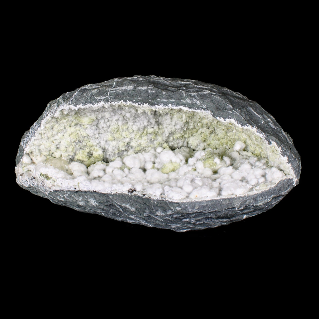 Rare Okenite Puffballs with Quartz & Chalcedony in Large Geode – Old School Mumbai, Natural Mineral Specimen - image 4