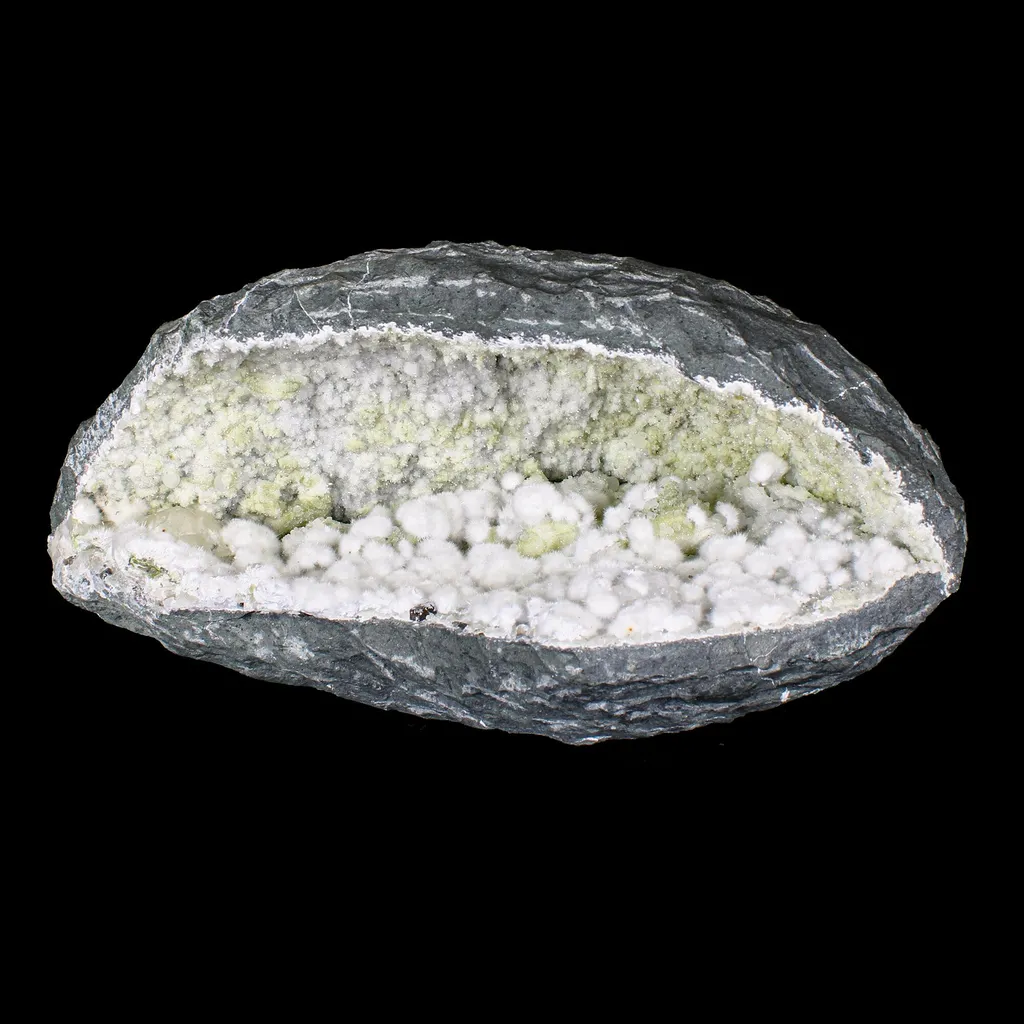Rare Okenite Puffballs with Quartz & Chalcedony in Large Geode – Old School Mumbai, Natural Mineral Specimen - image 4