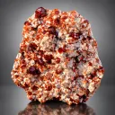 Rare Orange-Red Spessarite Garnet Crystals with Quartz on Matrix - image 3