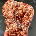 Rare Orange-Red Spessarite Garnet Crystals with Quartz on Matrix - image 8