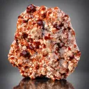 Rare Orange-Red Spessarite Garnet Crystals with Quartz on Matrix - image 1