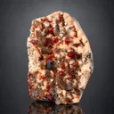 Rare Orange Red Spessartite Garnet Crystals with Smoky Quartz on Matrix - image 7
