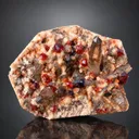 Rare Orange Red Spessartite Garnet Crystals with Smoky Quartz on Matrix - image 4