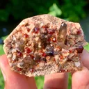 Rare Orange Red Spessartite Garnet Crystals with Smoky Quartz on Matrix - image 6
