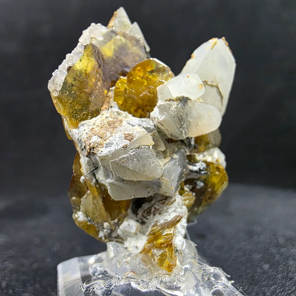 Rare Parisite-(Ce) Crystal Cluster with Quartz 10g – Golden Yellow Mineral Specimen Collector image