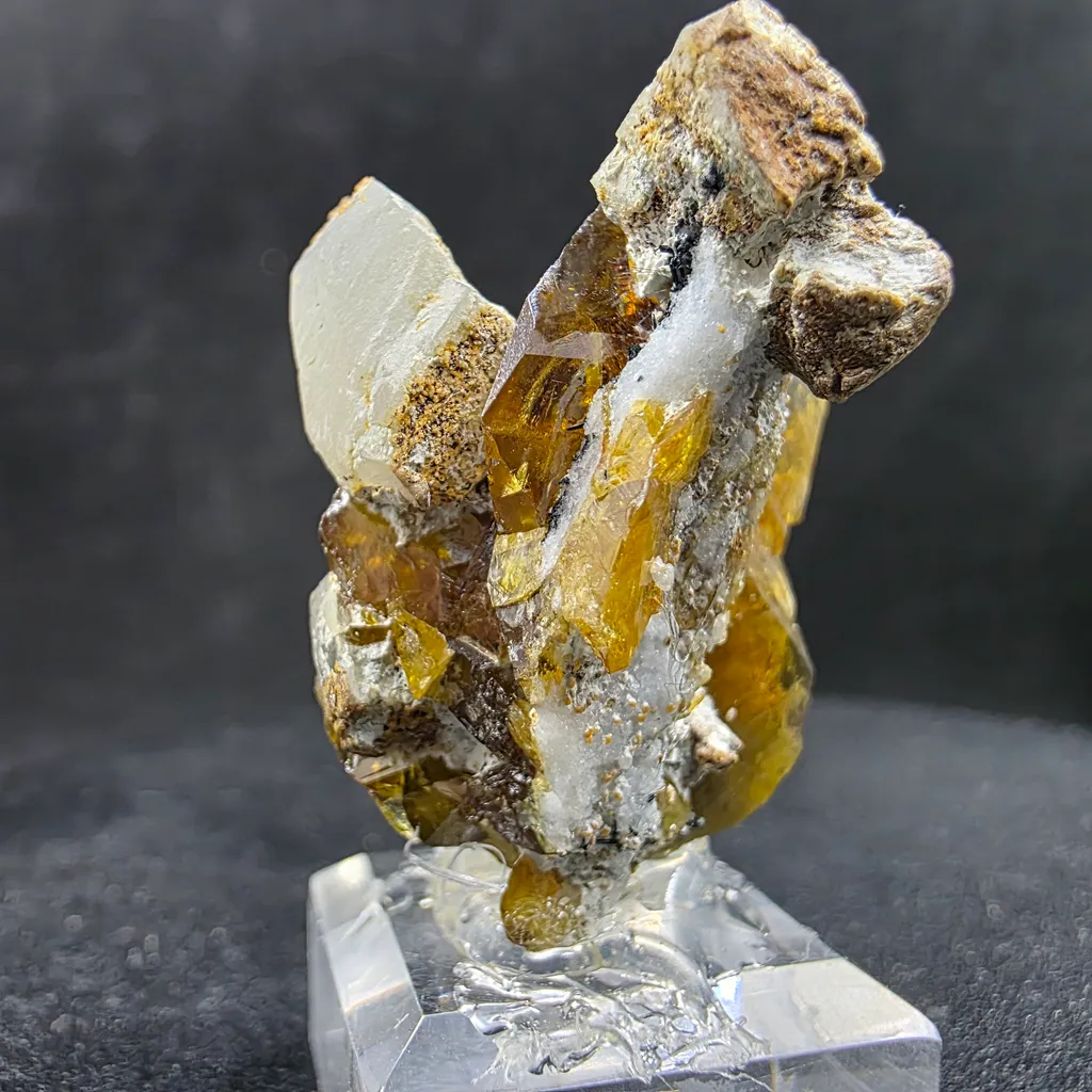 Rare Parisite-(Ce) Crystal Cluster with Quartz 10g – Golden Yellow Mineral Specimen Collector - image 4
