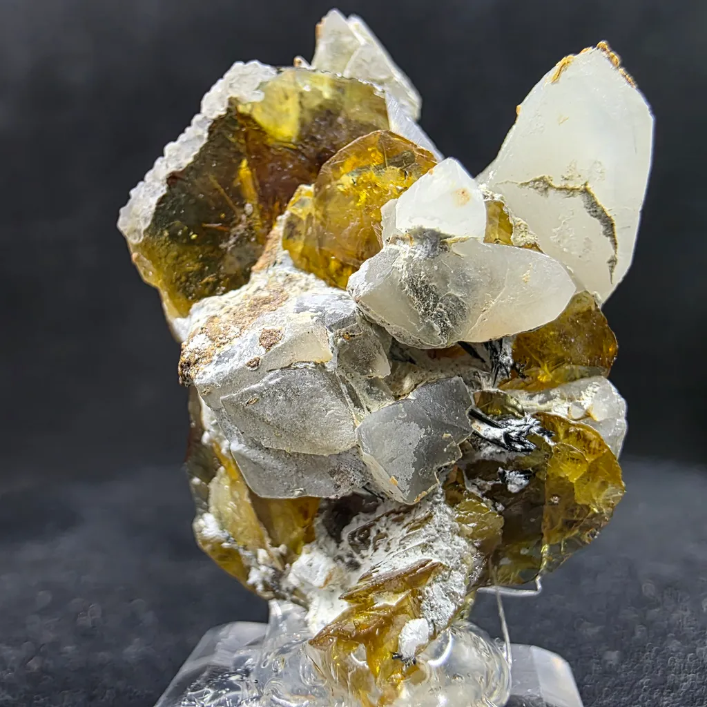 Rare Parisite-(Ce) Crystal Cluster with Quartz 10g – Golden Yellow Mineral Specimen Collector - image 3