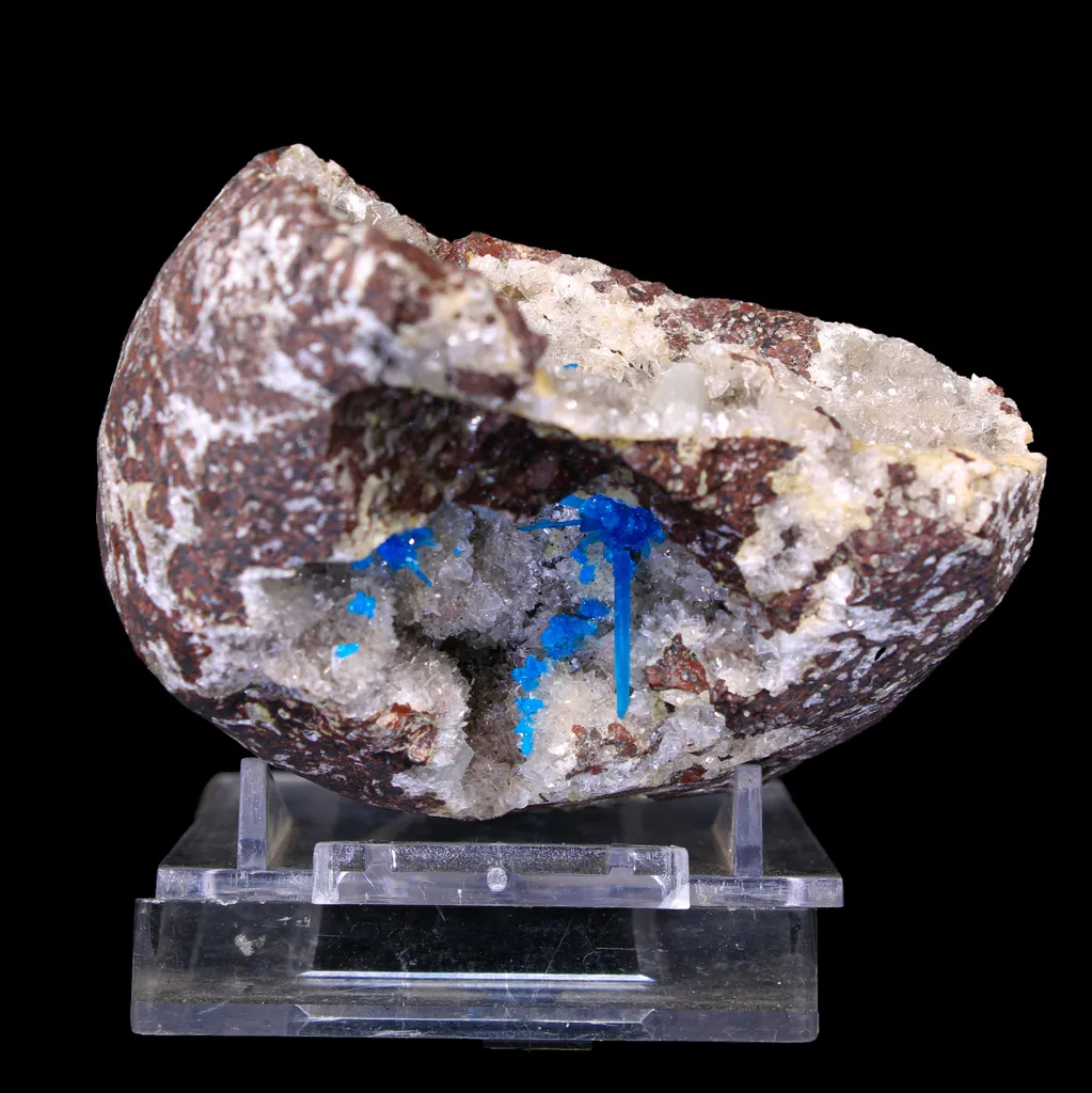 Rare Pentagonite with Heulandite on Matrix – Free Standing Indian Zeolite Crystal Specimen from Pune , India - image 4