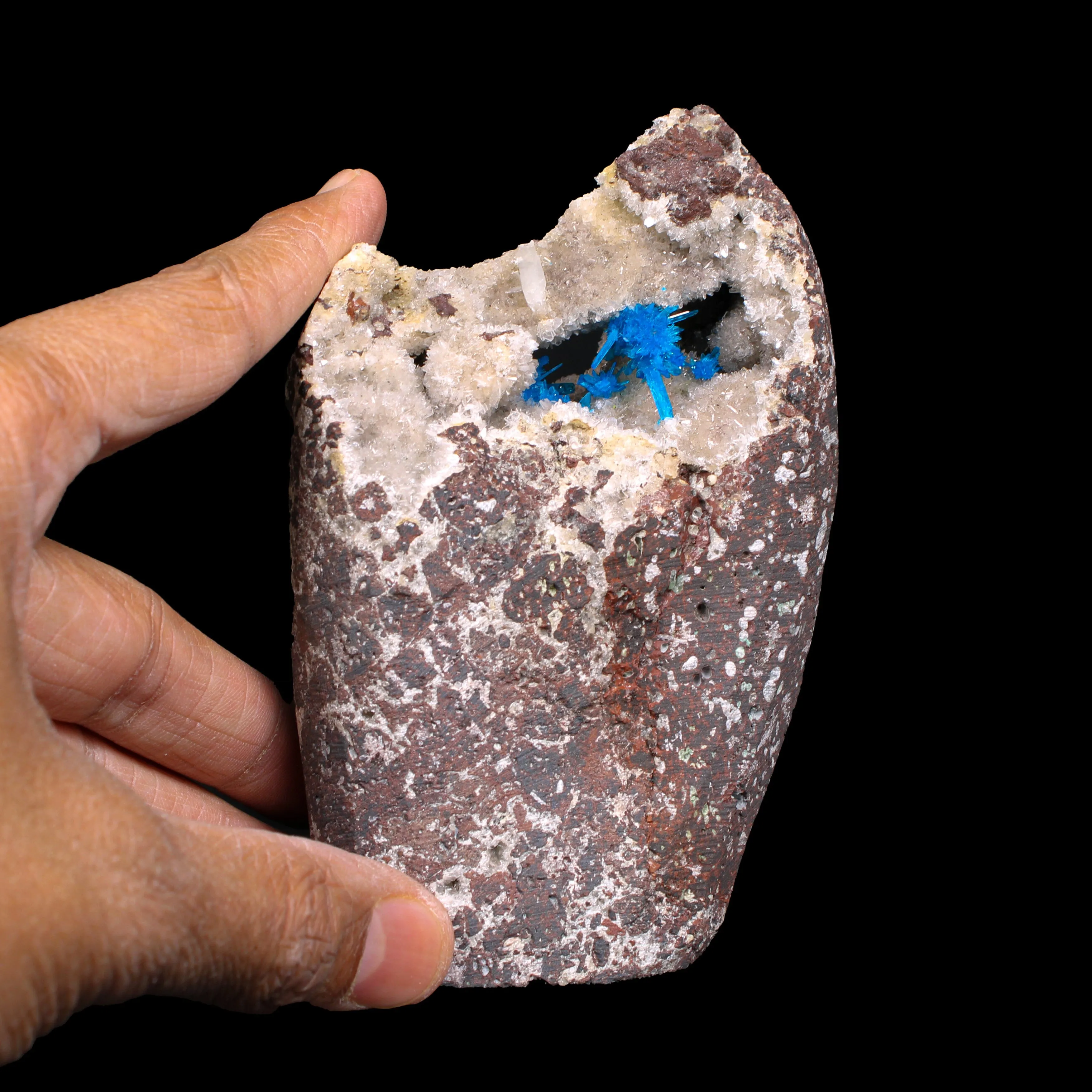 Rare Pentagonite with Heulandite on Matrix – Free Standing Indian Zeolite Crystal Specimen from Pune , India - image 6