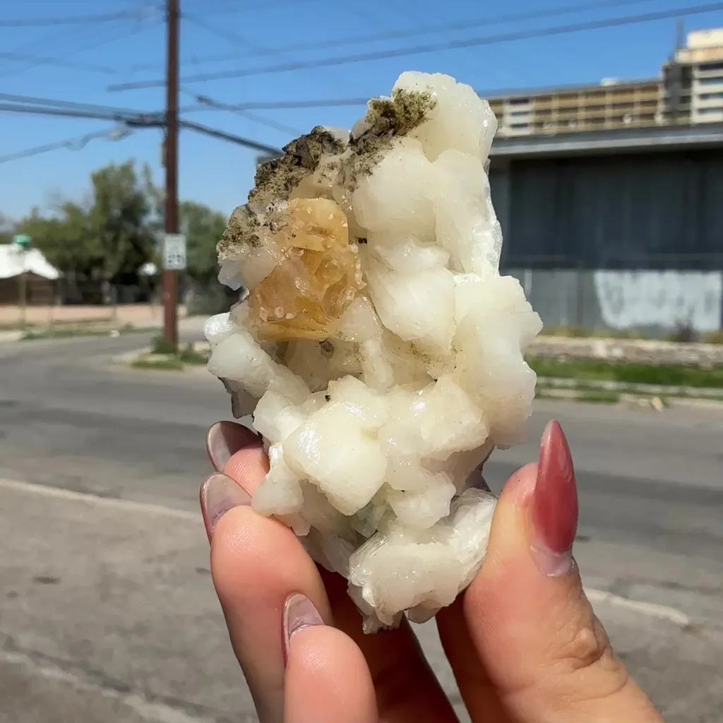 Rare Powellite Crystal on Stilbite – Natutal Zeolite Specimen from Nashik - image 2