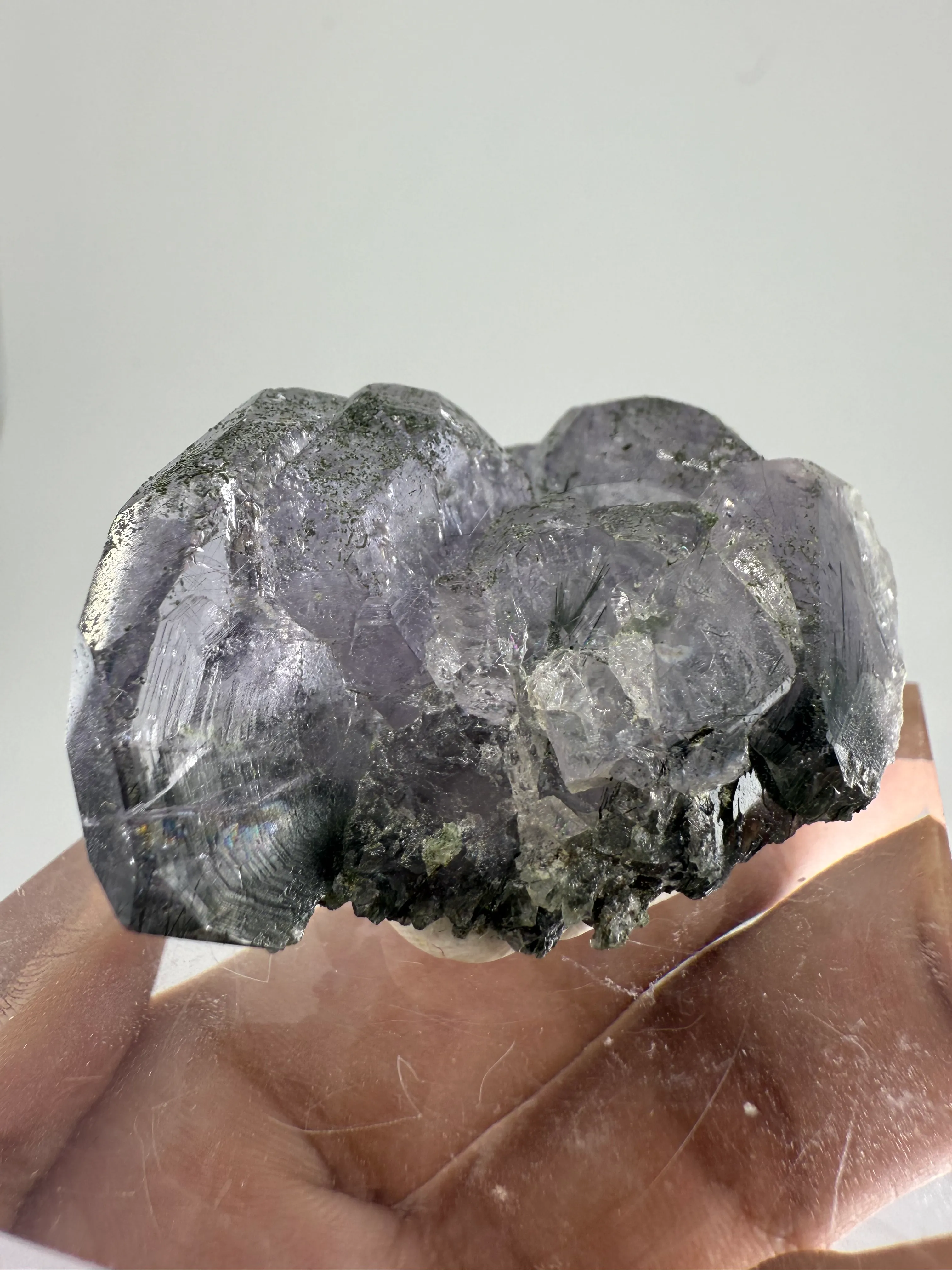 RARE Purple Apatite with Byssolite Inclusion - image 3