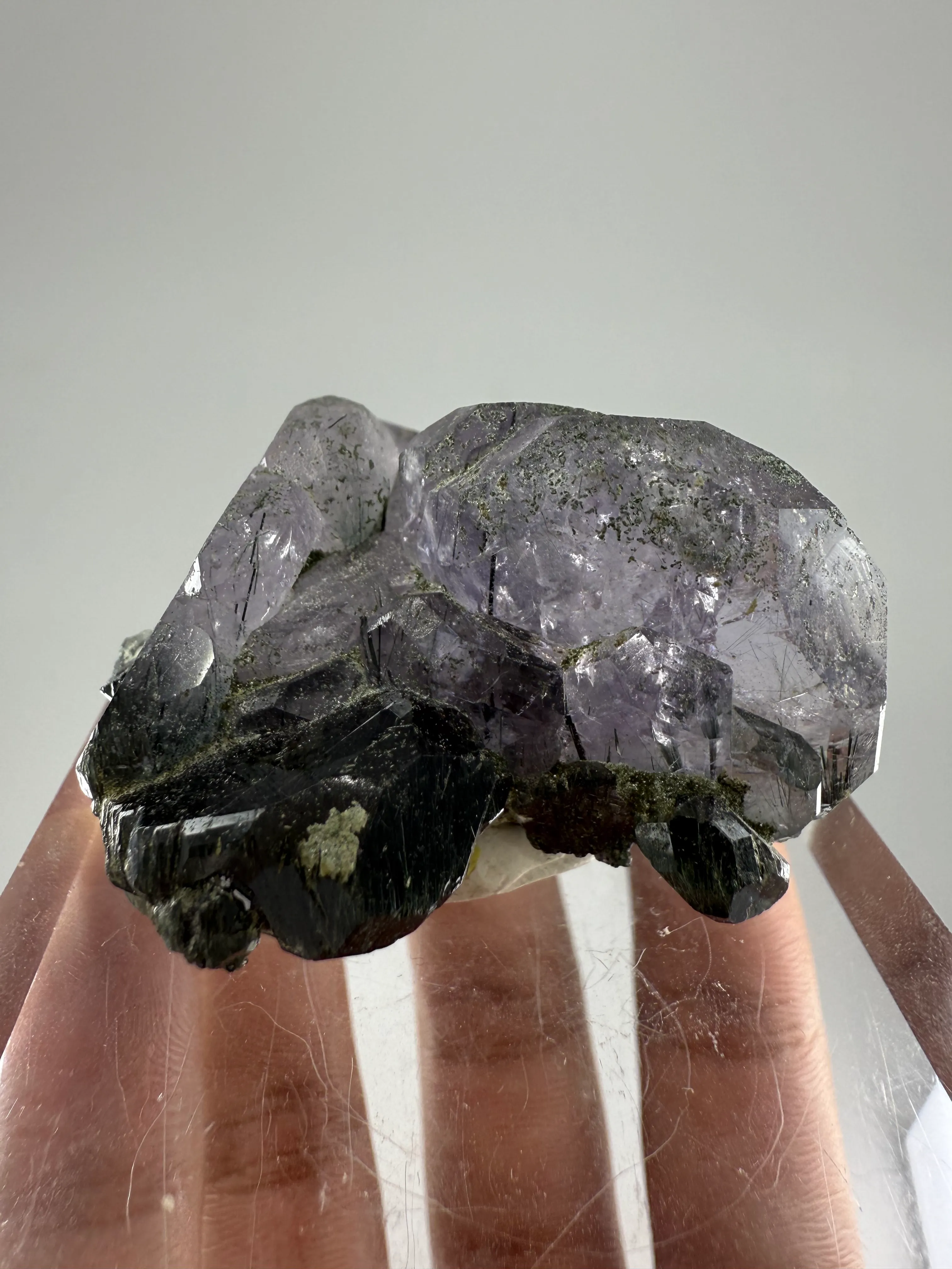 RARE Purple Apatite with Byssolite Inclusion - image 9