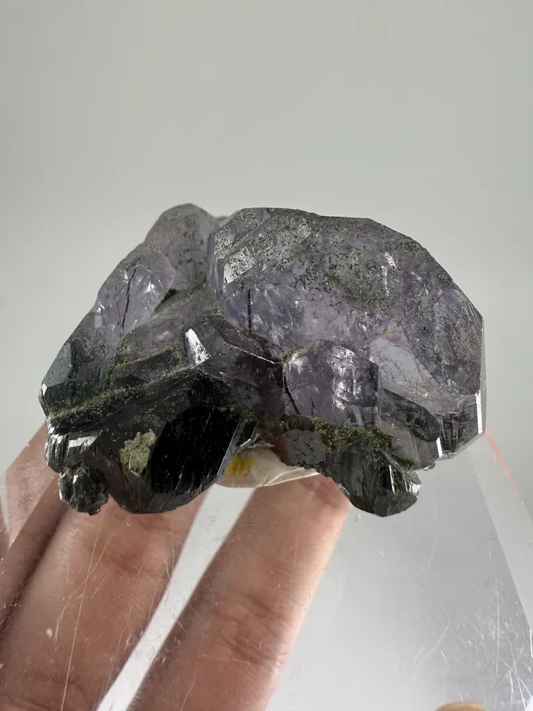 RARE Purple Apatite with Byssolite Inclusion image