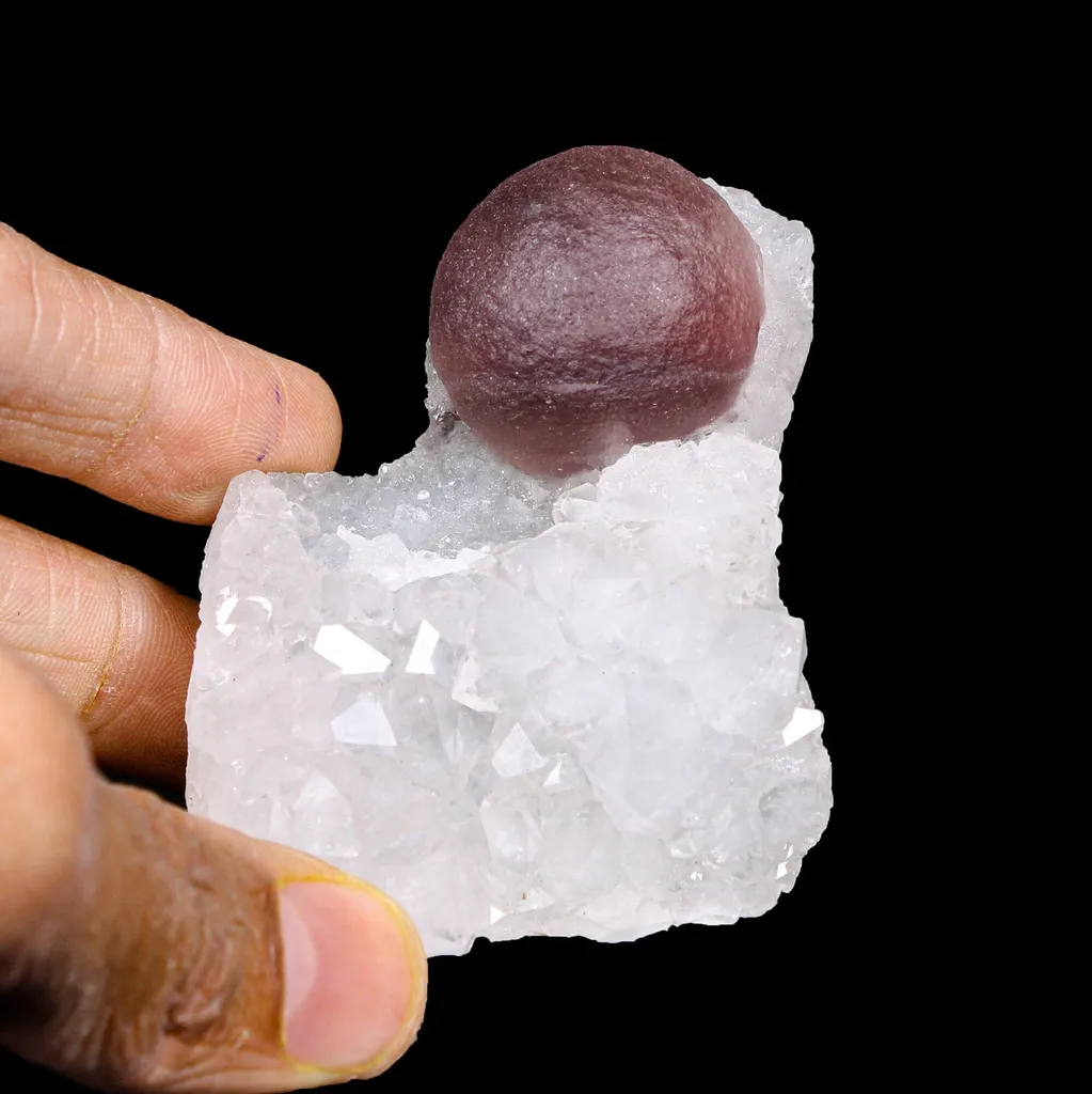 Rare Purple Botryoidal Fluorite on Quartz Natural Mineral Specimen from Madhya Pradesh - image 4