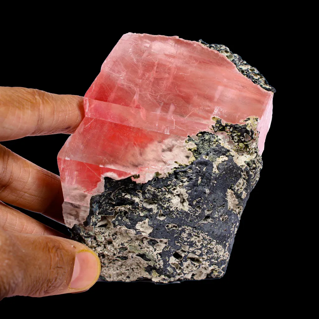 Rare Raspberry Calcite on Matrix – Freestanding Specimen | Collector Display Specimen from Madhyapradesh,India - image 5